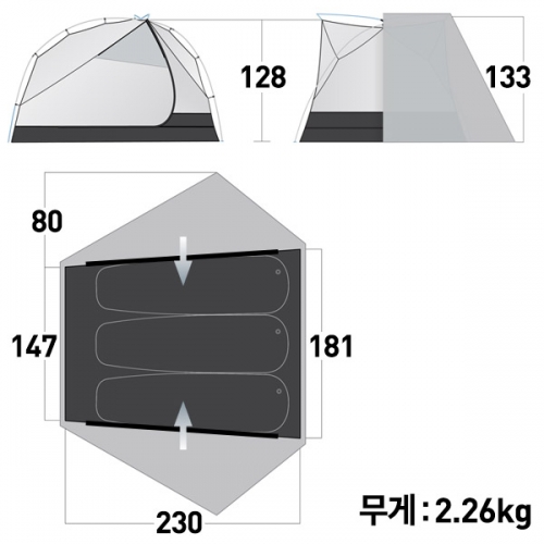 군토,[씨투써밋] 텔러스 TR3 플러스 그레이 텐트 (패브릭 이너/4계절,극동계용)