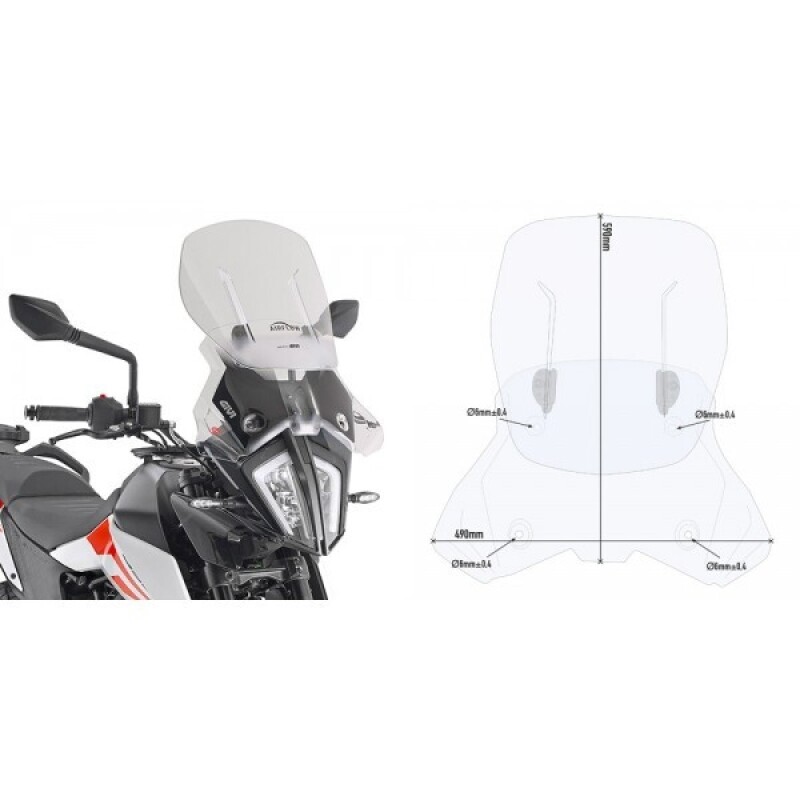 군토,[기비] GIVI KTM 390 어드벤처 (20-24) 에어플로우 윈드스크린 - AF7711 (투명, 52x48cm, 높낮이조절 12cm)